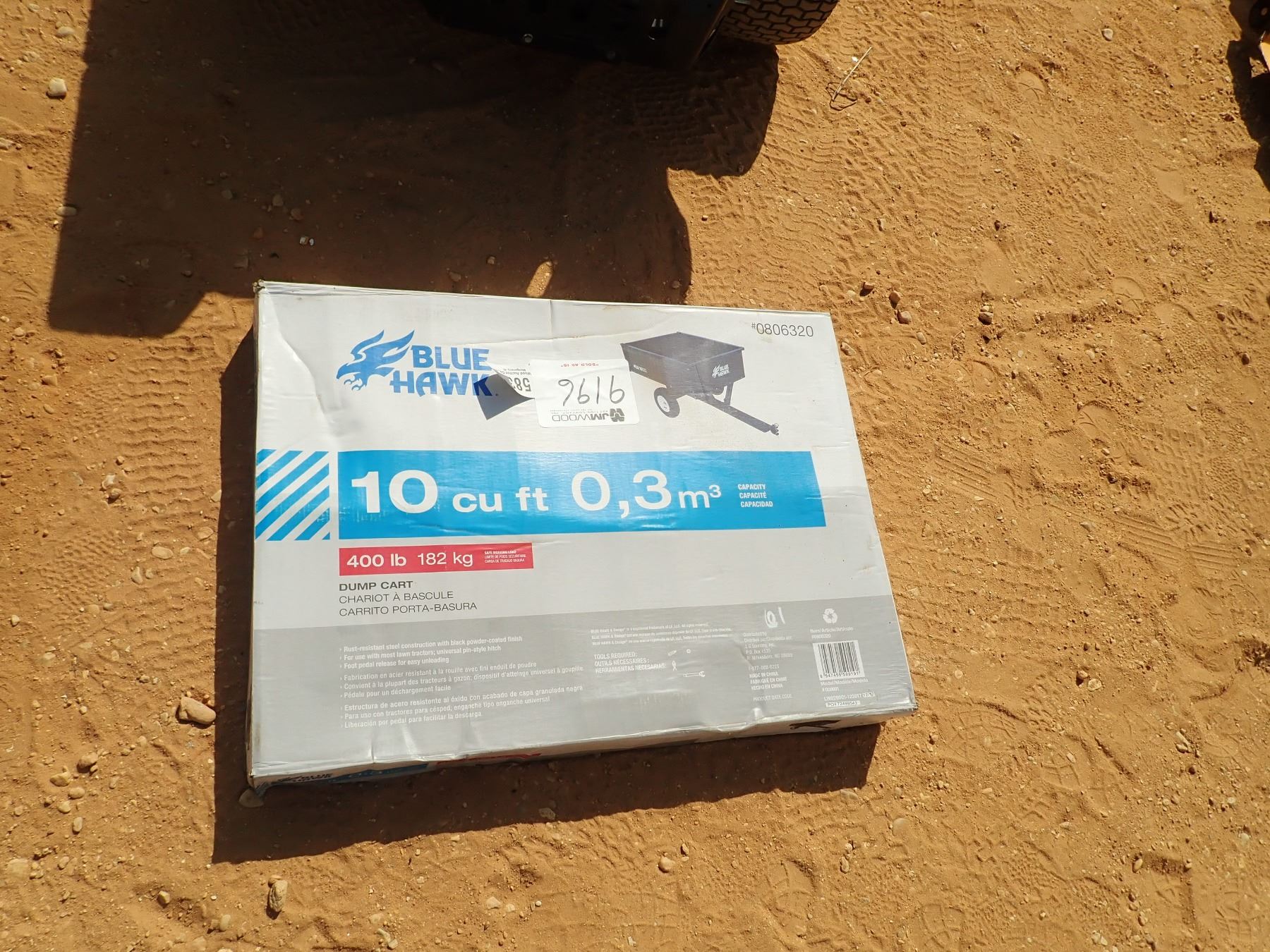 UNUSED BLUE HAWK 10 CU FT S/A DUMP CART