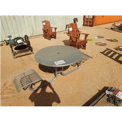 TABLE, METAL, RD, W/3 SEATS (C6)