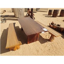 80" TEAKWOOD TABLE W/2 BENCHES (C6)