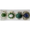 Image 1 : 4-STERLING SILVER RINGS W/ BLUE, GREEN, &