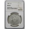 Image 1 : 1887-P Morgan Silver Dollar $ NGC MS 64
