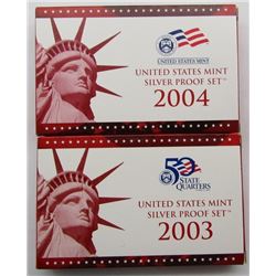 2003 & 2004 UNITED STATES MINT SILVER PROOF SETS