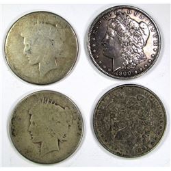 4-SILVER DOLLARS;MIXED DATES/MINT MARKS/GRADES