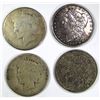 Image 1 : 4-SILVER DOLLARS;MIXED DATES/MINT MARKS/GRADES