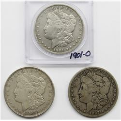 1901-O, 1892-O, 1921-D CIRC MORGAN $