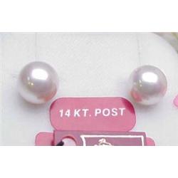 Majorca pearl earrings 14kt post and vermeil back