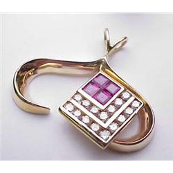 14kt yellow gold pendant with four square cut rub
