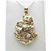 Image 1 : 14kt yellow gold nugget pendant with two diamonds