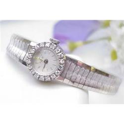 Ladys 14kt white gold Para watch with approx .50C