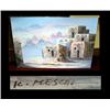 Image 1 : 36 by 24 painted canvas of a pueblo scene, signed