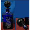 Image 1 : Beautiful cobalt blue deeply etched decanter stan