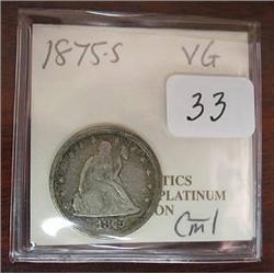 1875-S Twenty Cent Piece  VG