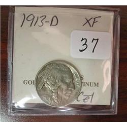 1913-D Indian Head Nickel  (Type 2)  XF