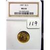 Image 1 : 1907 $2.50 Liberty Gold Coin  NGC  MS 64