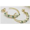 Image 1 : 4kt yellow gold diamond and emerald earrings .60C