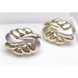 14kt two-tone earrings with omega backs 11.7gr