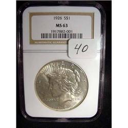 1926 Peace Dollar  NGC  MS 63
