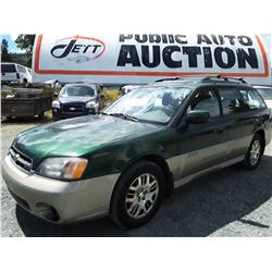 L3 --  2002 SUBARU LEGACY OUTBACK , Green , 230312  KM's