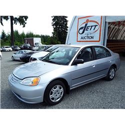 L4 --  2002 HONDA CIVIC DX , Grey , 217248  KM's