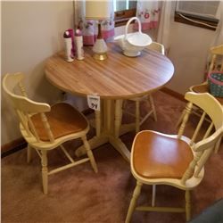 3 PC WOOD KITCHEN ROUND TABLE SET