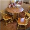 Image 1 : 3 PC WOOD KITCHEN ROUND TABLE SET