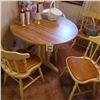 Image 2 : 3 PC WOOD KITCHEN ROUND TABLE SET