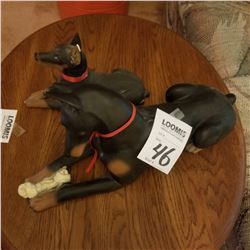 PAIR OF BEAUTIFUL RESTING DOBERMANS WITH COLLARS