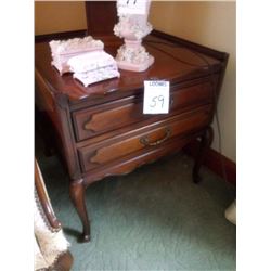 SMALL 2 DRAWER LAMP TABLE WITH PIE CRUST EDGING