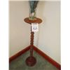 Image 1 : VINTAGE WALNUT PEDESTAL STAND WITH VASE