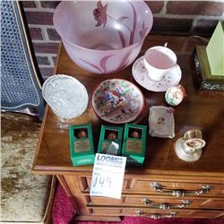 LOT OF  CHRISTMAS ORNAMENTS, BOWL, COASTERS, COLLECTIBLES