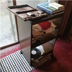 SHELF LOT: BACKGAMMON BOARD GAME, ASSTD. CDS, BOOKS, HAND TOWELS