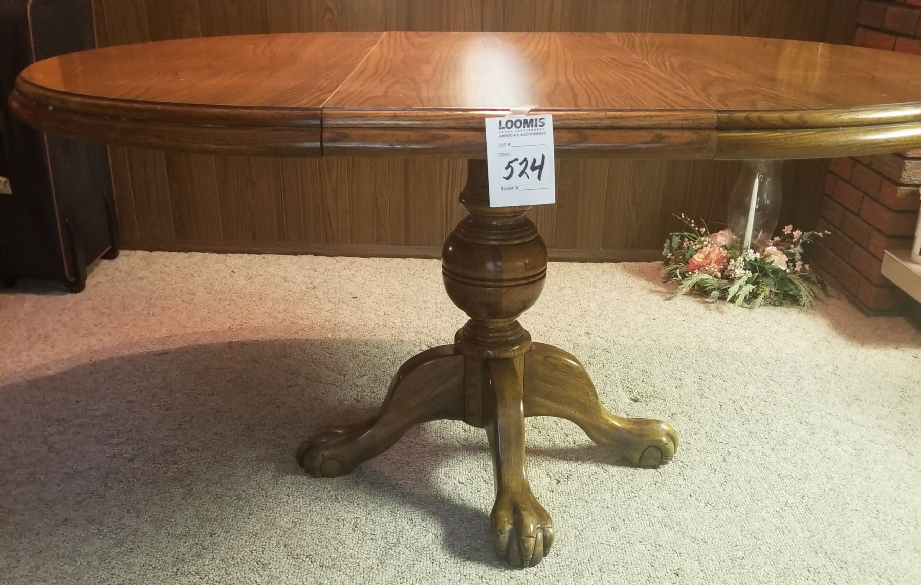 SOLID OAK CLAW FOOT TABLE