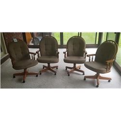 SET OF 4 OAK SWIVEL CHAIRS
