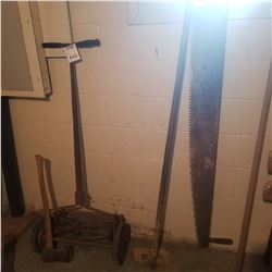 LOT OF A HAND MOWER ,AX, SAW