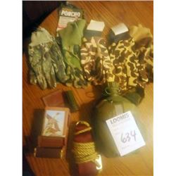 LOT OF GLOVES, CANTEEN, MISC