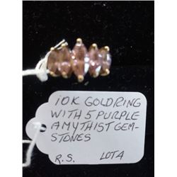 10K GOLD RING WITH PURPLE AMETHYST