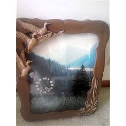 FLYING DUCKS FRAMED CLOCK