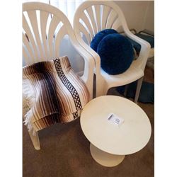 MOLDED RESIN INDOOR/OUTDOOR CHAIRS AND TABLE