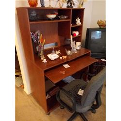 COMPUTER DESK WITH SHELVING AND OFFICE CHAIR