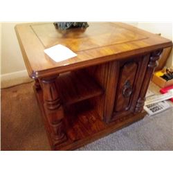 NICE END TABLE WITH CABINET AND SHELVING