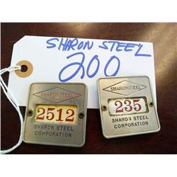 VINTAGE SHARON STEEL ID BADGES X 2 IN LOT