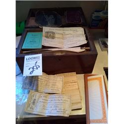 EARLY WOOD BOX W EARLY 1900 DOCUMENTS