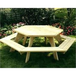 Wooden Hexagonal Picnic Table (Table only)