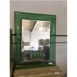 Green Framed Glass Mirror