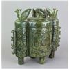Image 6 : Chinese Archaistic Green Hardstone Censer w/ Cover