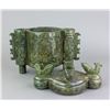 Image 8 : Chinese Archaistic Green Hardstone Censer w/ Cover
