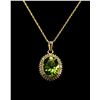 Image 1 : 4.5CT Peridot & Diamond Pendant Necklace COA