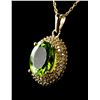 Image 2 : 4.5CT Peridot & Diamond Pendant Necklace COA