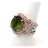 Image 5 : 14.11 Carat Cass Green Tourmaline Diamond Cocktail Two-Toned Ring 14k Rose Gold