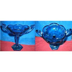 Westmoreland blue glass handled, footed compote c